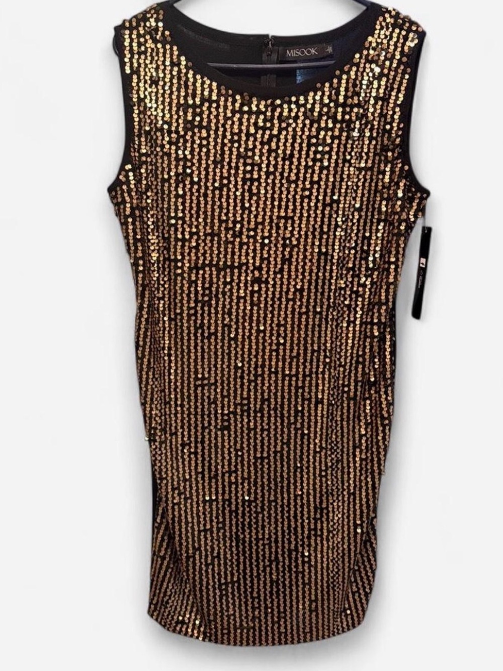 Misook Black and Gold Sleeveless Sequin Tunic